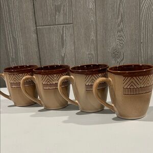 Brown stoneware Ceramic Mug Set 4